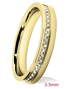 3.5mm Flat Court Wedding Ring - Brilliant Cut Offset Grain Set Diamonds | 753B02 753B01 753B00